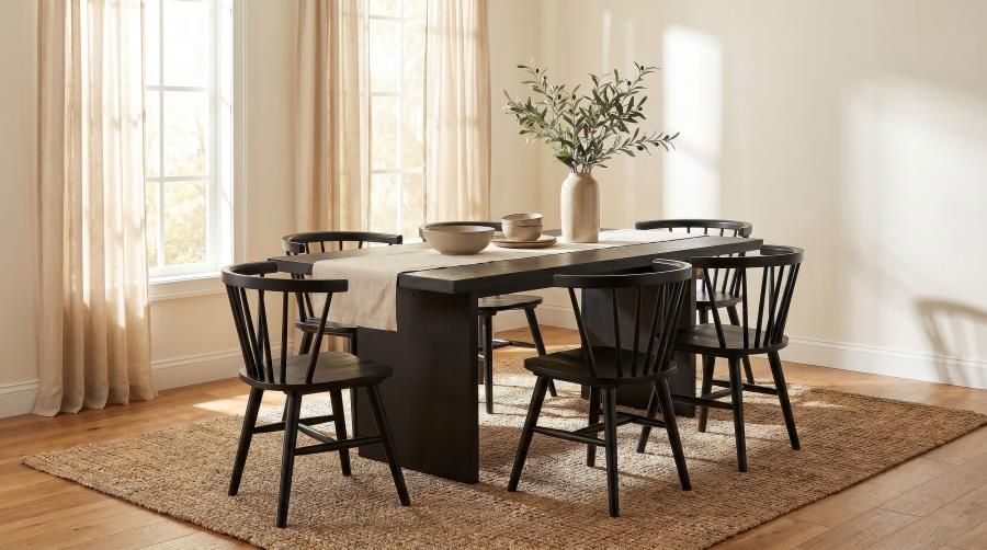 Decker 7-piece 82-inch Rectangular Dining Set Black (193951BLK-S7F)