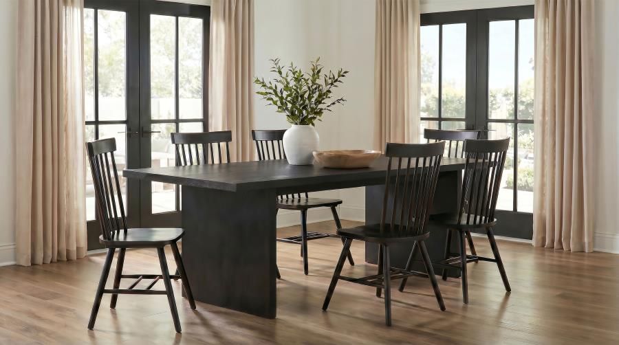 Decker 7-piece 82-inch Rectangular Dining Set Black (193951BLK-S7G)