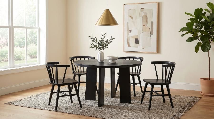 Strouse 5-piece Dining Set Black (193940BLK-S5F)