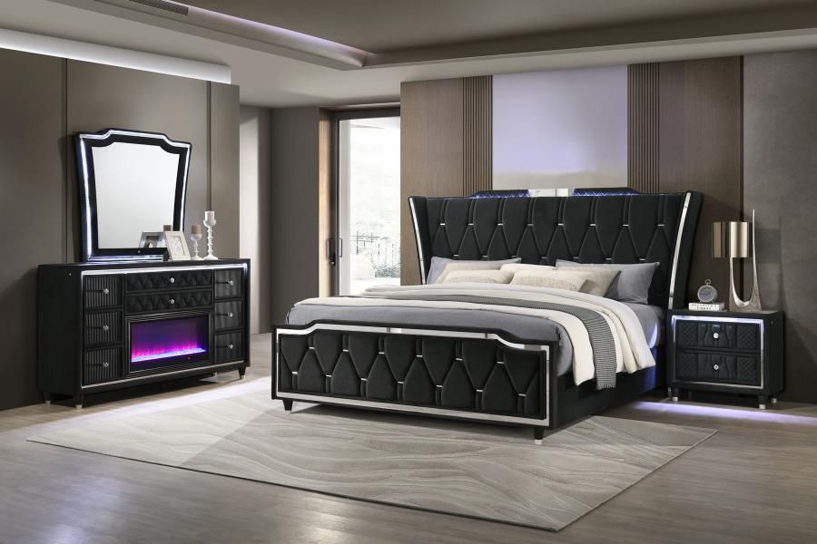 Lorient 4-piece Queen Bedroom Set Black (223161Q-S4B)