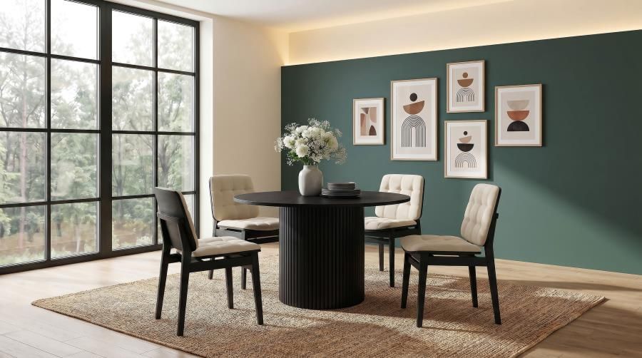 Hamlyn 5-piece Round Wood Dining Set Cream and Black (193930BLK-S5D)