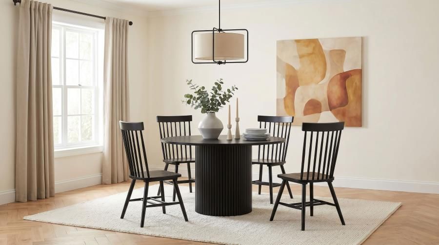 Hamlyn 5-piece Round Wood Dining Set Black (193930BLK-S5G)