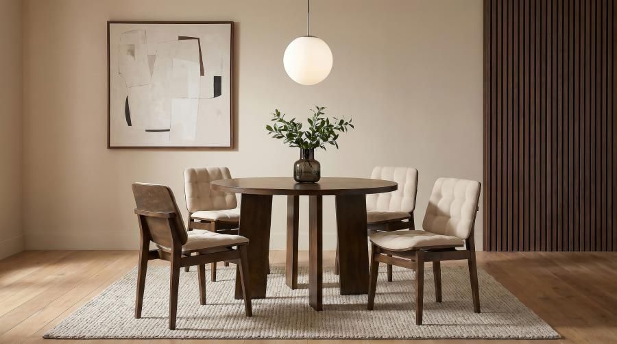 Strouse 5-piece Dining Set Cream and Walnut (193940WAL-S5D)