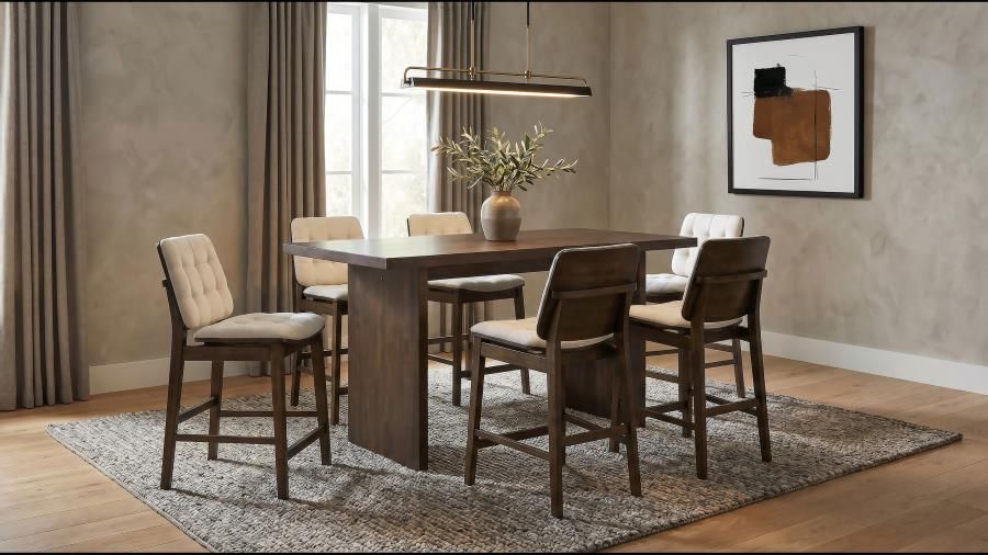 Decker 7-piece 70-inch Counter Height Dining Set Cream and Walnut (193958WAL-S7D)