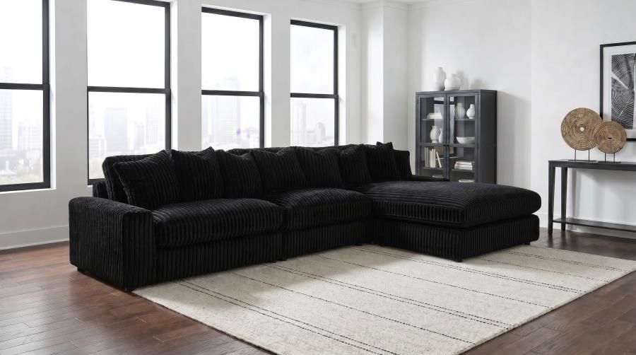 Blaine Upholstered Reversible Chaise Sectional Sofa Black (509889-SET)