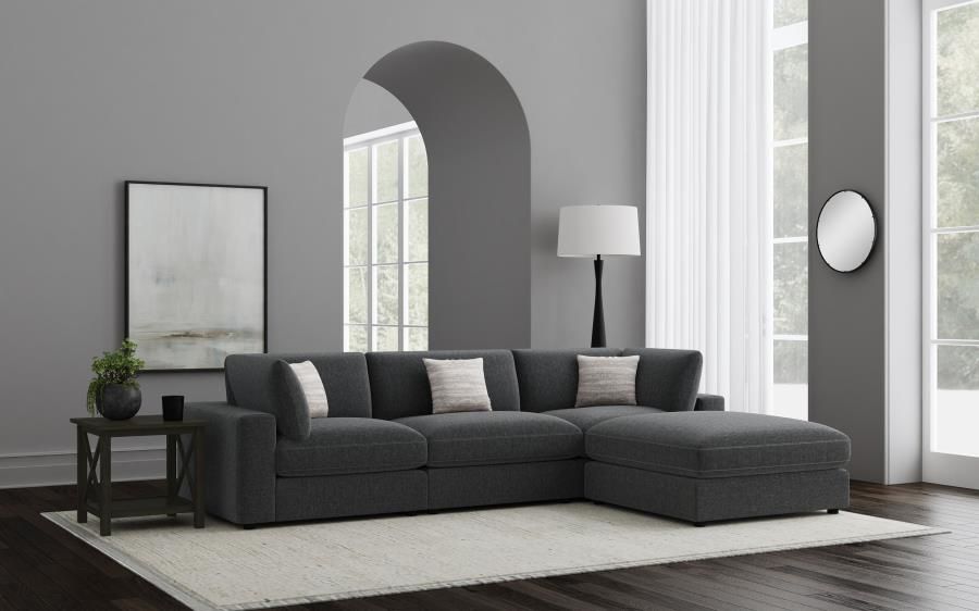 Serene 4-piece Upholstered Modular Sectional Sofa Charcoal (551324-SETB)