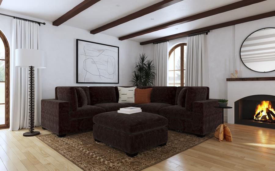 Lakeview 6-piece Upholstered Modular Sectional Chocolate (551464-SETA)