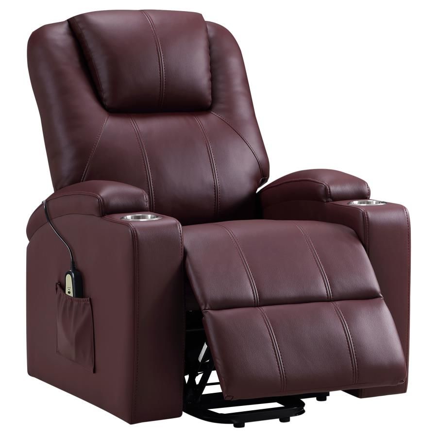 Armstrong Faux Leather Power Lift Massage Recliner Wine