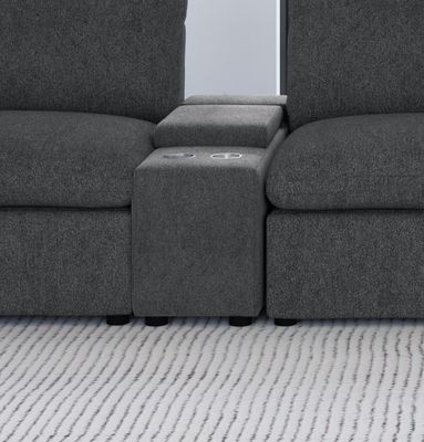 Collins Upholstered Modular Storage Console Dark Grey