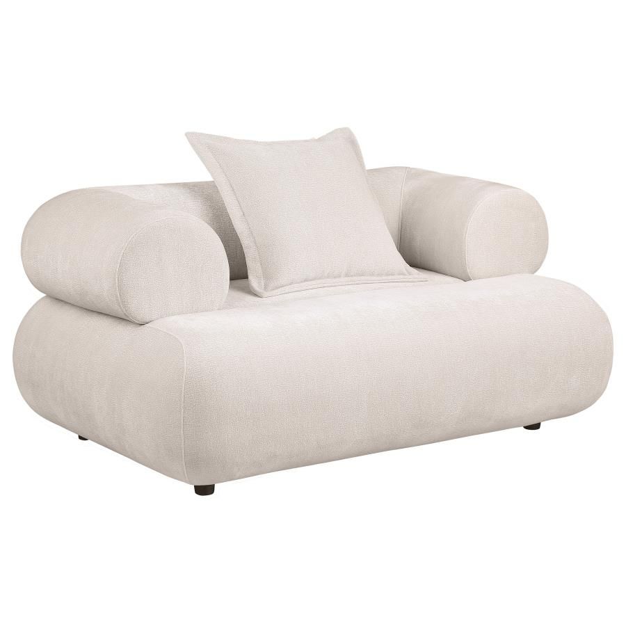Eskola Chenille Accent Chair with Rounded Shelter Arms Ivory