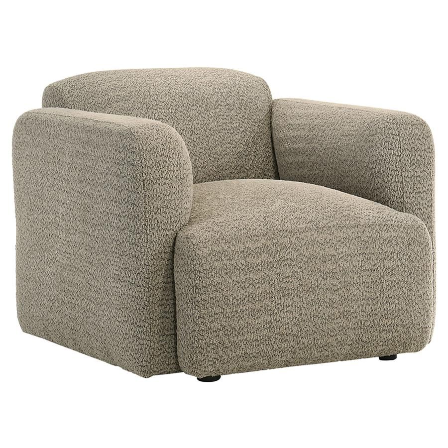 Dorset Fabric Upholstered Round Track Arm Accent Chair Brown