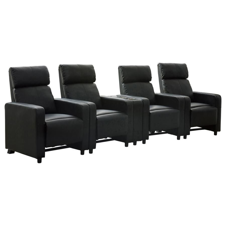 Toohey Upholstered Tufted Recliner Living Room Set Black (600181-S4B)