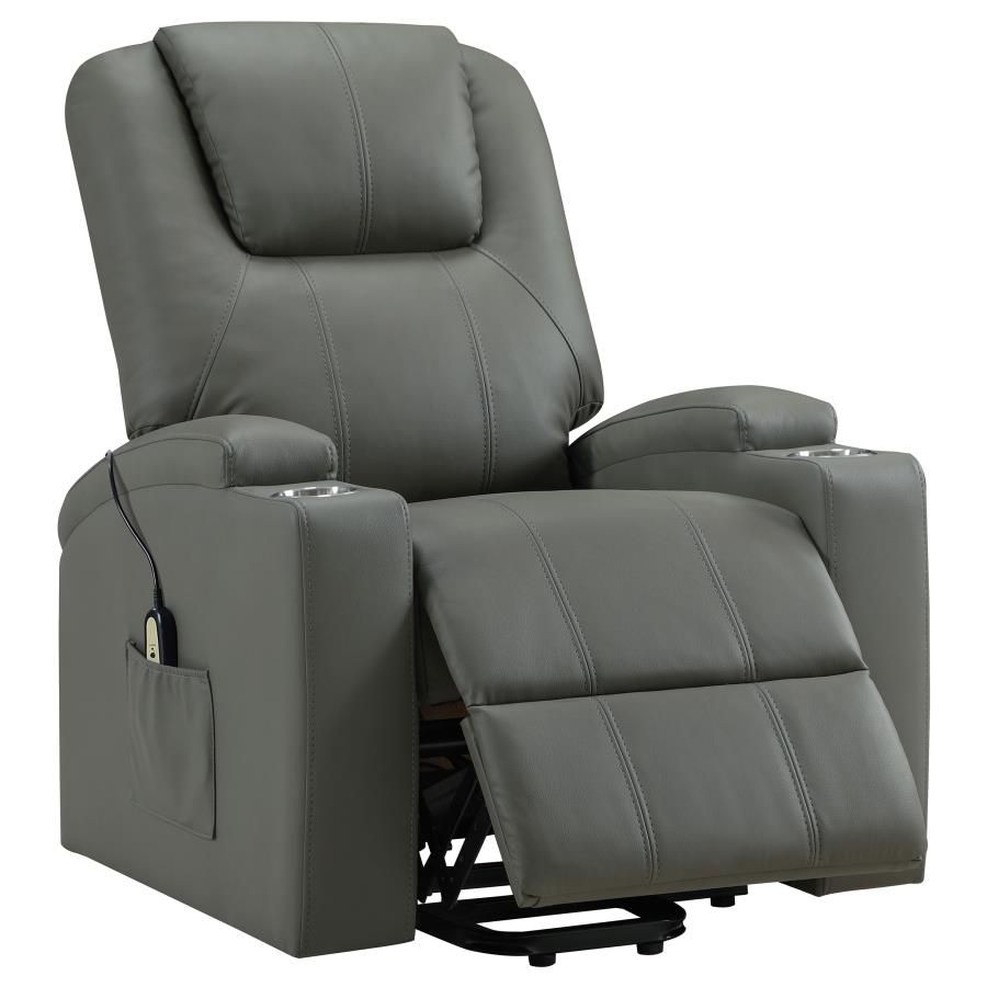 Armstrong Faux Leather Power Lift Massage Recliner Grey