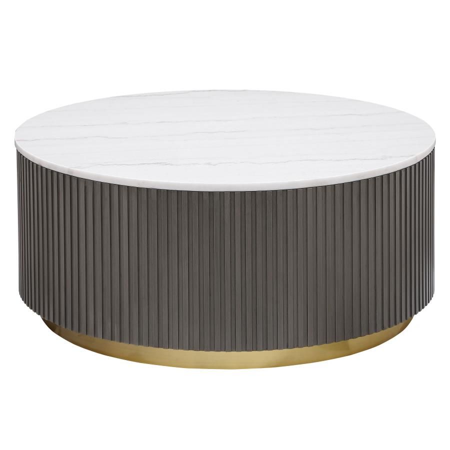 Jason Round White Marble Top Coffee Table Charcoal