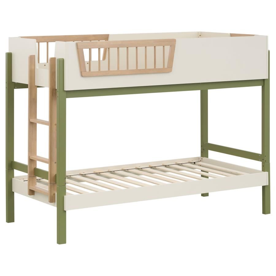 Evren Twin-over-Twin Bunk Bed with Ladder Tri-Tone