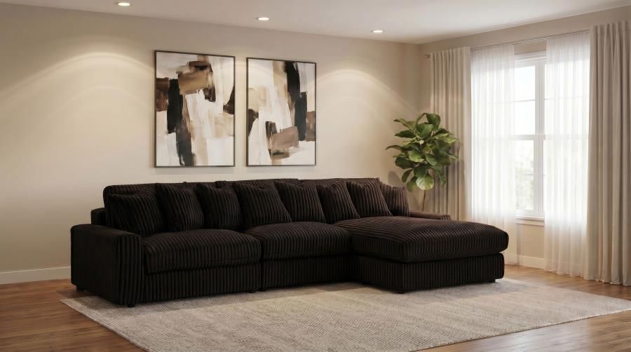 Blaine Upholstered Reversible Chaise Sectional Sofa Chocolate (509879-SET)
