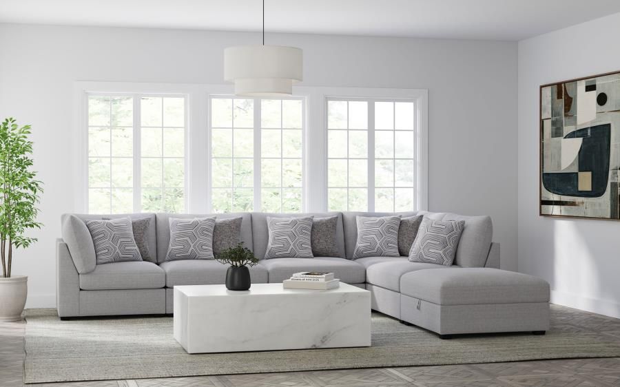Cambria 6-piece Upholstered Modular Sectional Sofa Grey (551511-SET)