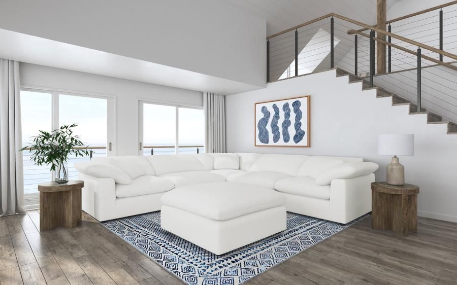 Raleigh 6-piece Boucle Upholstered Modular Sectional Ivory (551751-SETA)