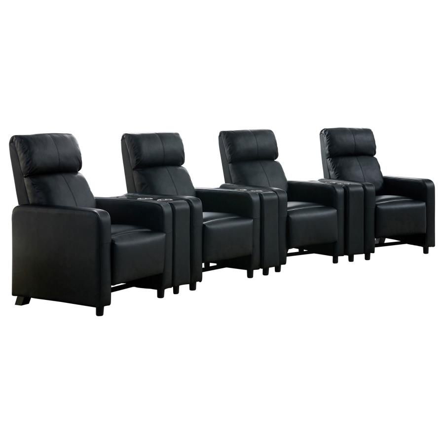 Toohey Upholstered Tufted Recliner Living Room Set Black (600181-S4A)