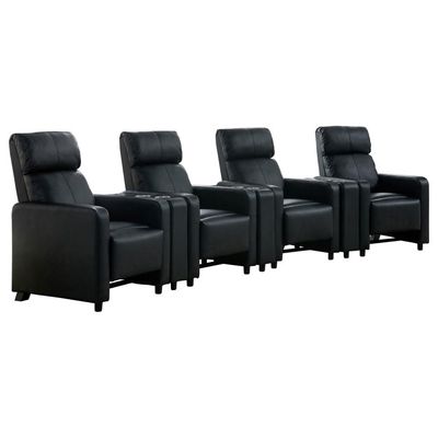 Toohey Upholstered Tufted Recliner Living Room Set Black (600181-S4A)