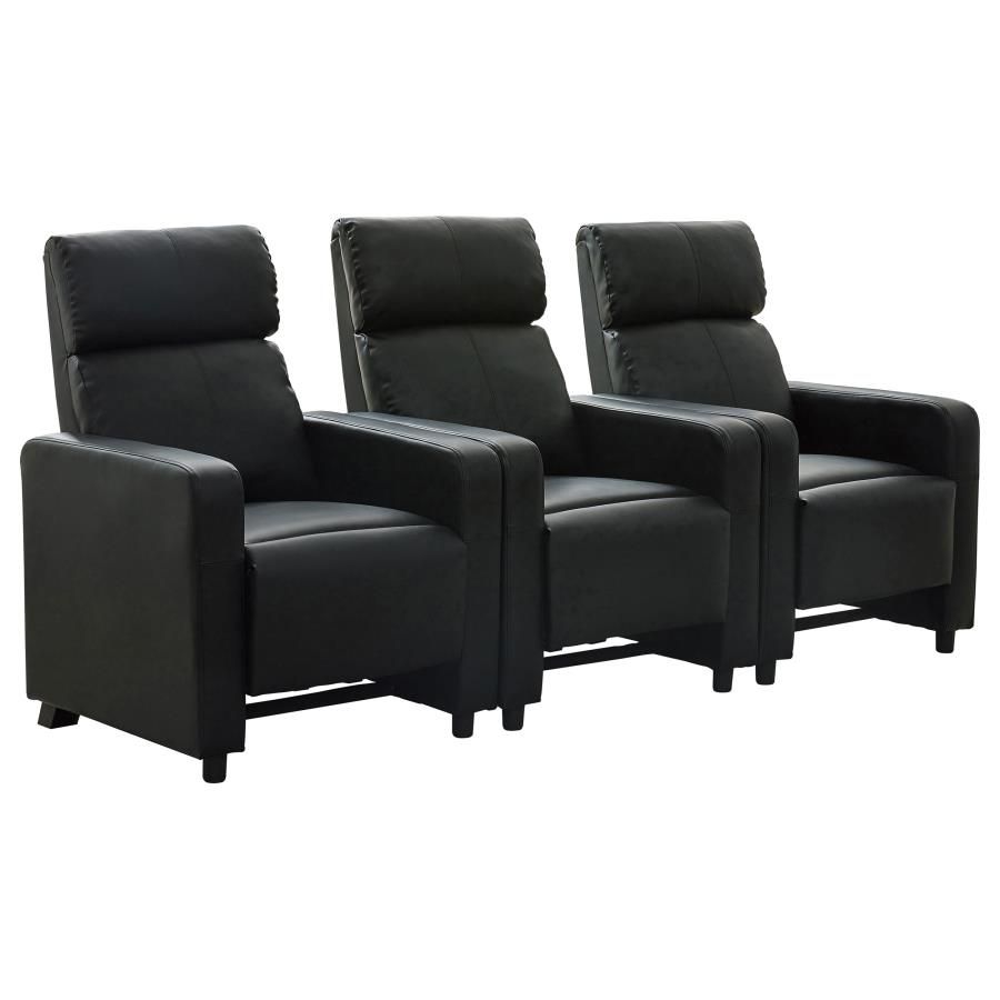 Toohey Upholstered Tufted Recliner Living Room Set Black (600181-S3B)