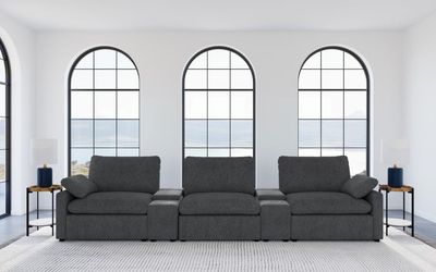 Collins 5-Piece Power Reclining Home Theater Seating Dark Grey