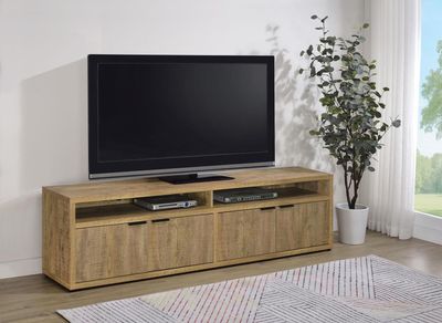 Tabby TV Stand for TVs up to 85 Inches with 4-Door Storage in Mango