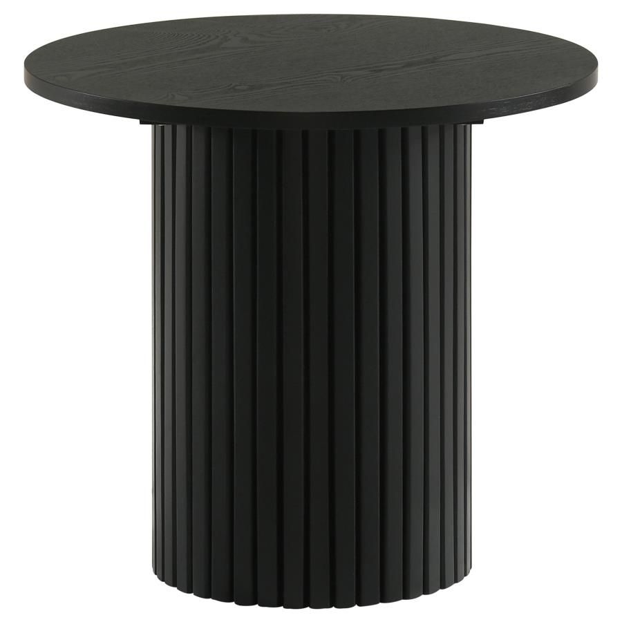 Hamlyn Round Fluted Occasional Side End Table Black