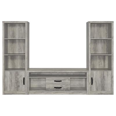 Burke 3-piece 59-inch TV Entertainment Center Grey Driftwood