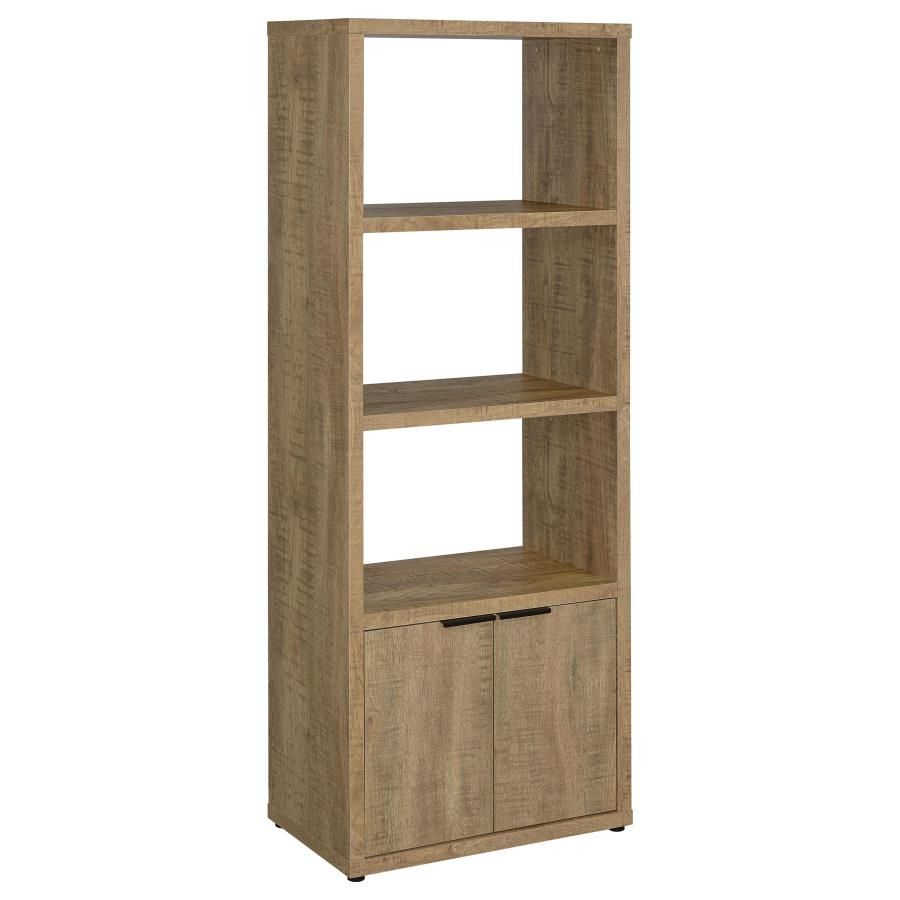 Tabby Farmhouse Media Tower with Adjustable Shelf and 2-Door Storage Mango