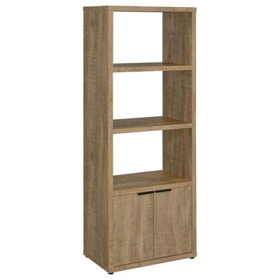 Tabby Farmhouse Media Tower with Adjustable Shelf and 2-Door Storage Mango
