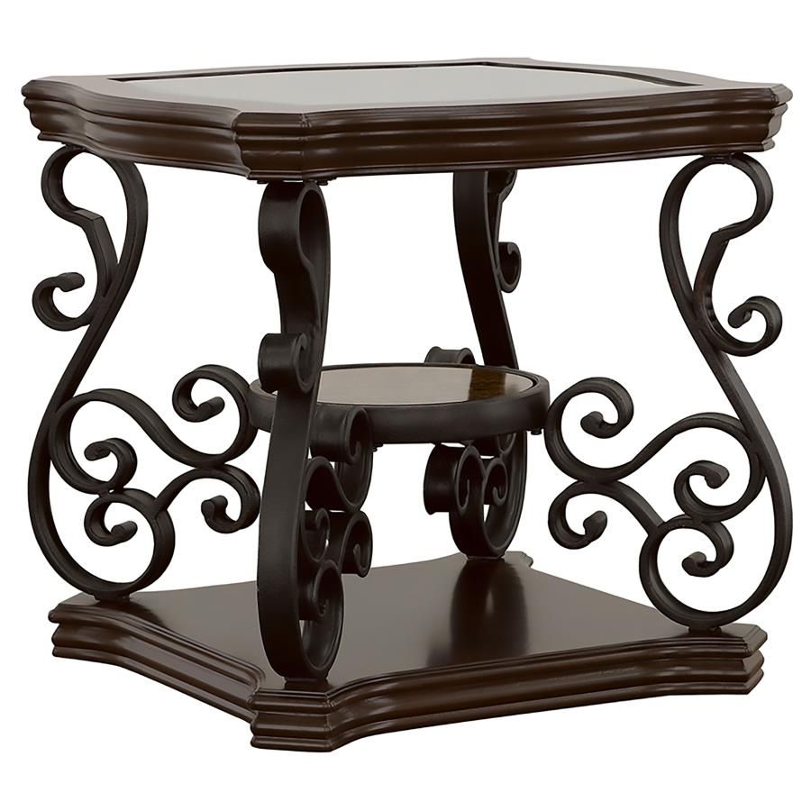 Laney 1-shelf Glass Top Square End Table Deep Merlot