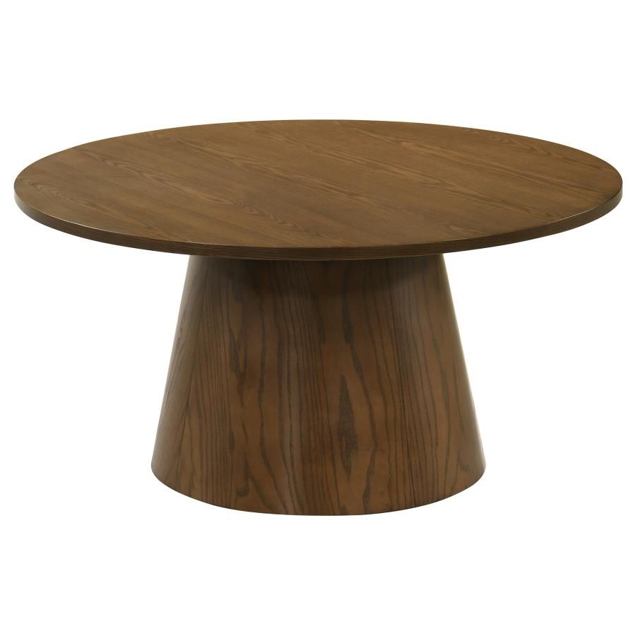 Franklin 36-inch Round Pedestal Coffee Table Dark Brown