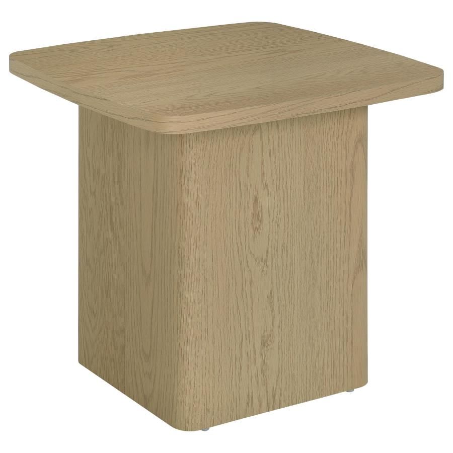 Fraser Transitional Square Pedestal End Table in Greige