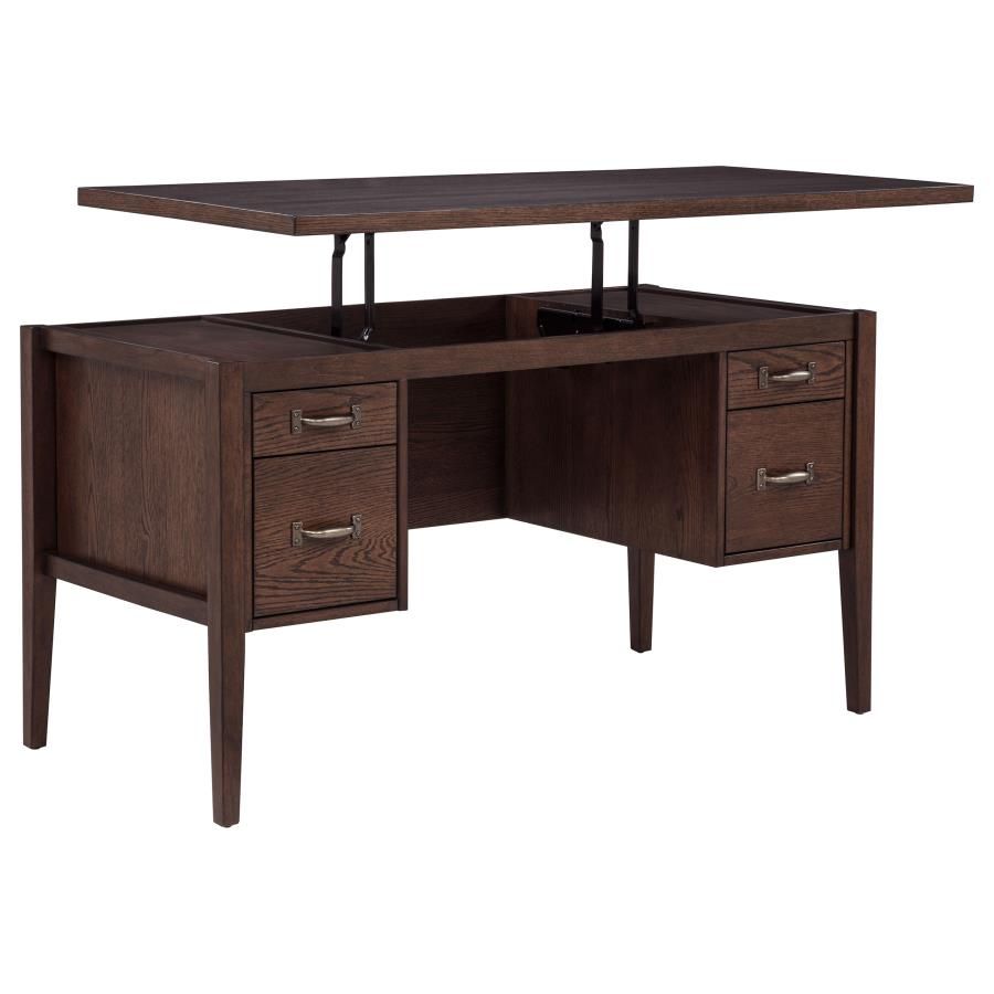 Graham 4-Drawer Lift-Top Computer Desk Walnut Brown