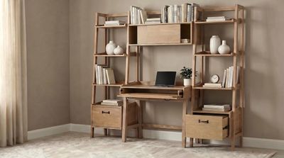 Fabian Bookshelf Bridge with Cubbies Distressed Light Brown