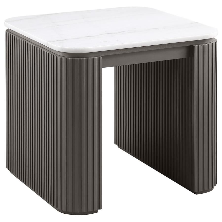 Lior Square Marble Top End Table Charcoal