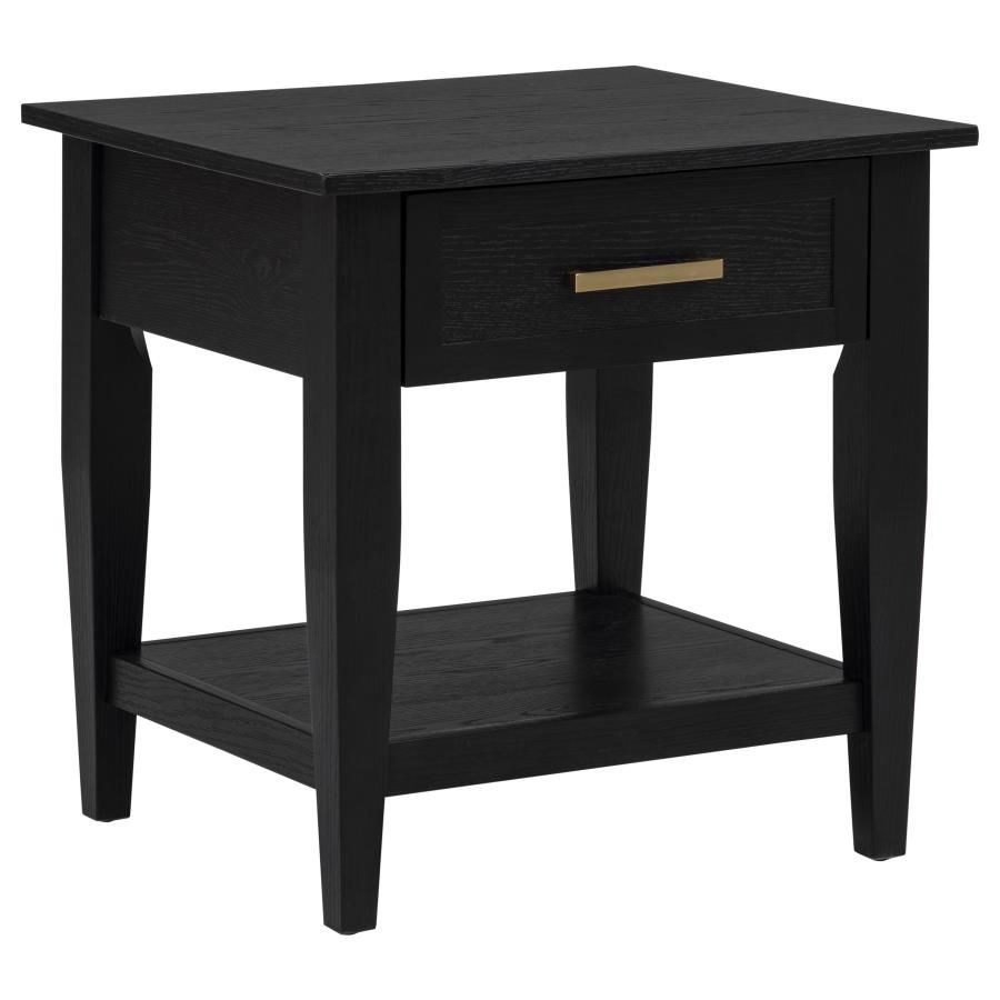 Lindenton 1-drawer Wood Occasional Side End Table Black