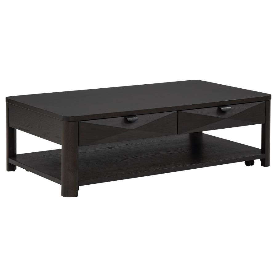 Marcelo Wood Coffee Table with 2 Drawers and Shelf Coffee
