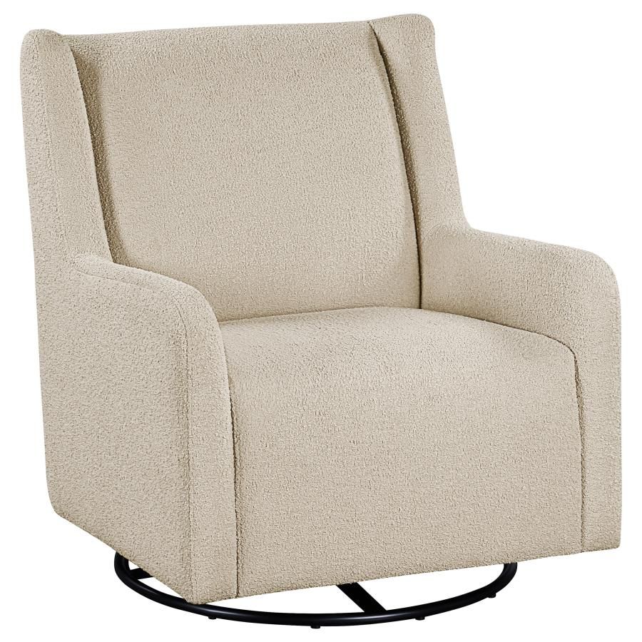 Serra Full-Circle Swivel Glider Chair with Shelter Arms Sandy Beige