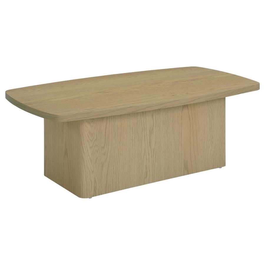 Fraser Transitional Rectangular Pedestal Coffee Table in Greige