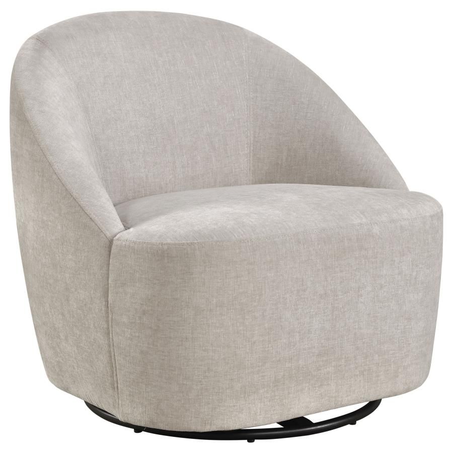 Leon Chenille Upholstered Swivel Accent Chair Beige