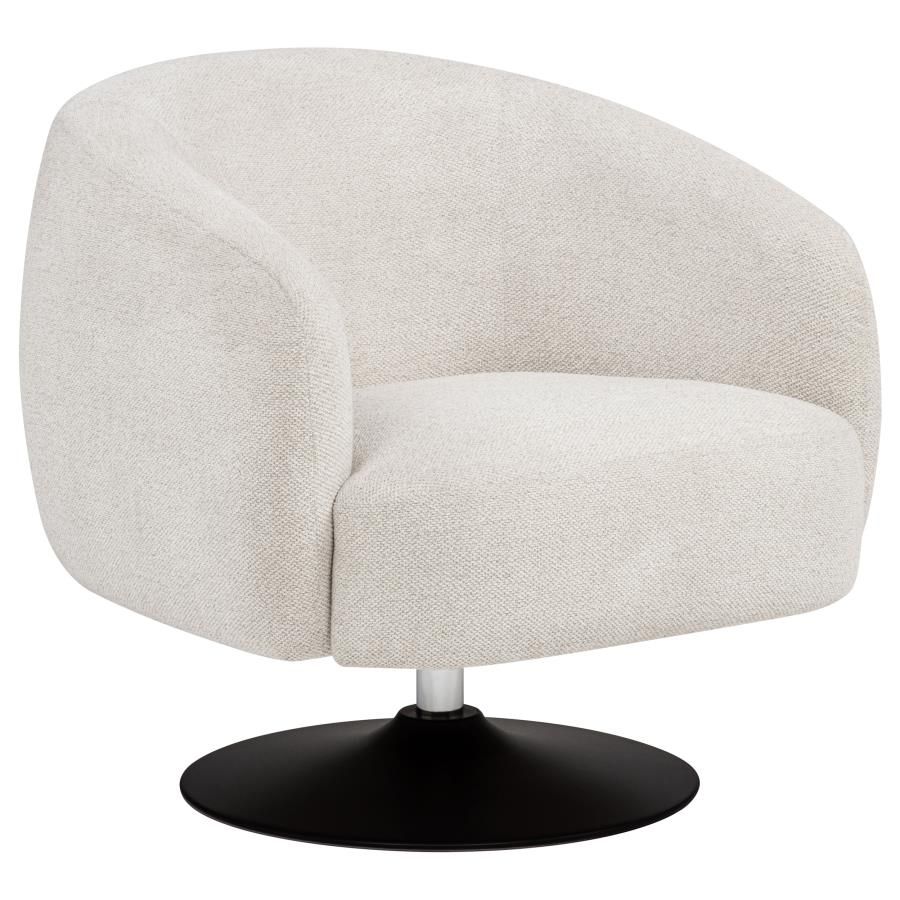 Dave Upholstered Barrel Back Swivel Club Chair Beige