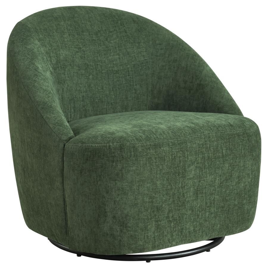 Leon Chenille Upholstered Swivel Accent Chair Green