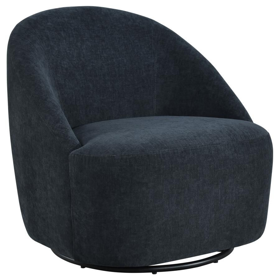 Leon Chenille Upholstered Swivel Accent Chair Black