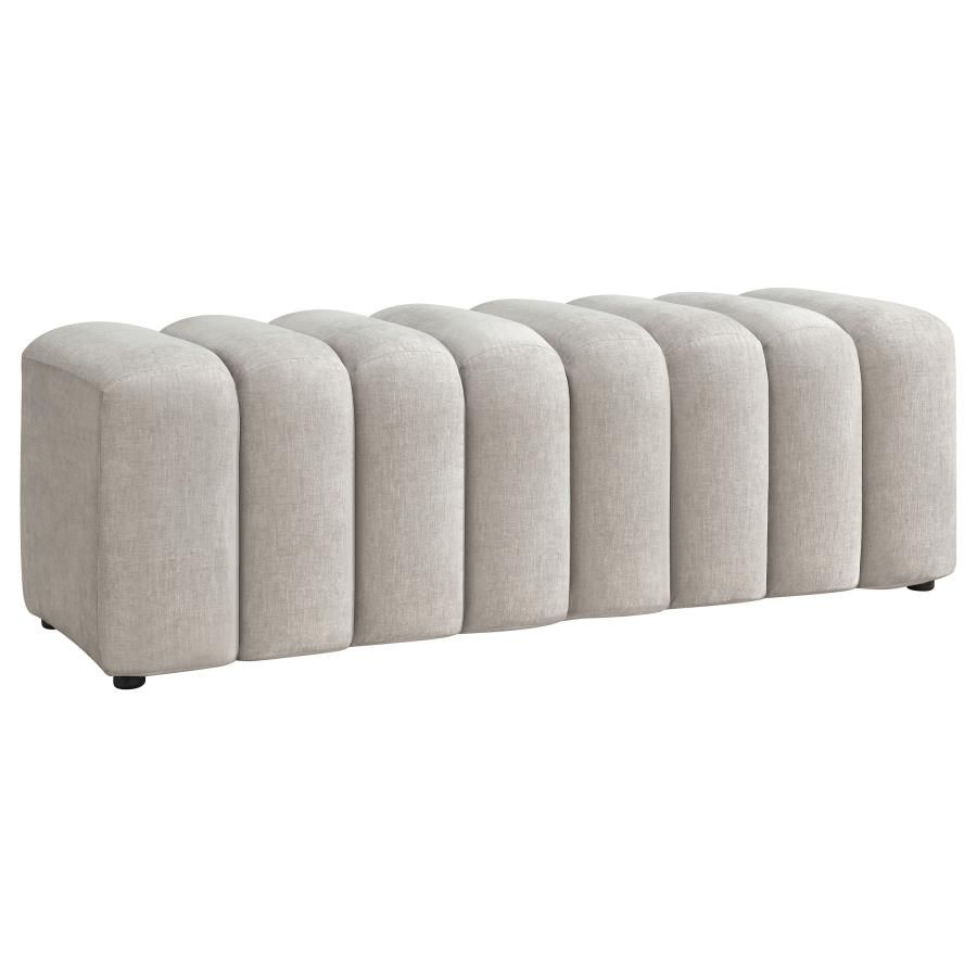 Summer Chenille Upholstered Channel Accent Bench Beige