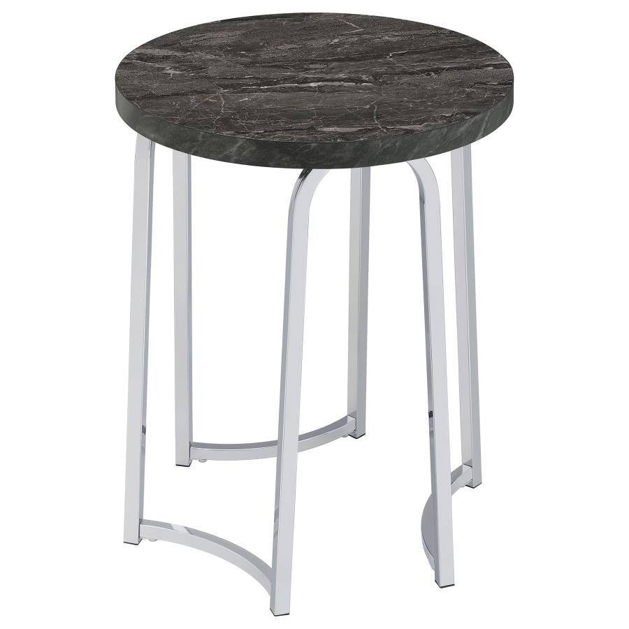 Barcelo Round Faux Marble Top Metal Side Table Grey