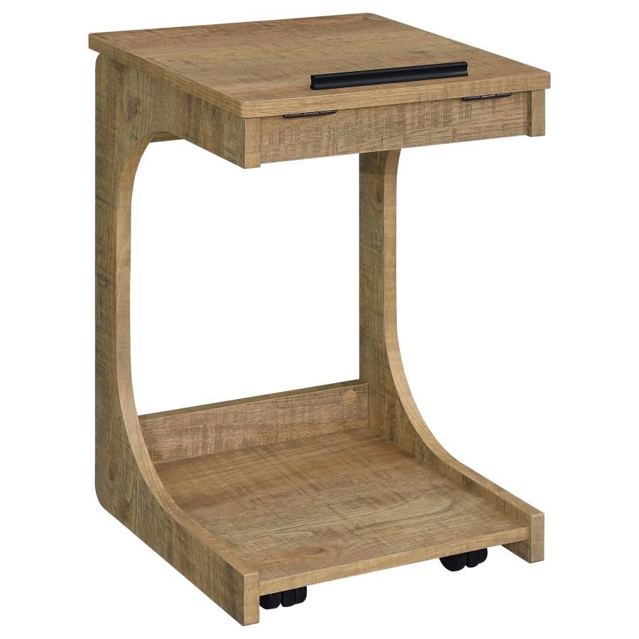 Ralston C-Shaped Lift-Top Sofa Side Table With Casters Mango