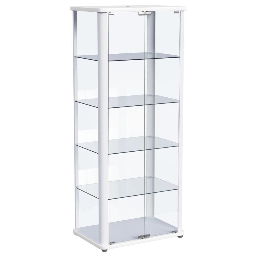 Aero LED 4-Shelf Glass Curio Display Cabinet White