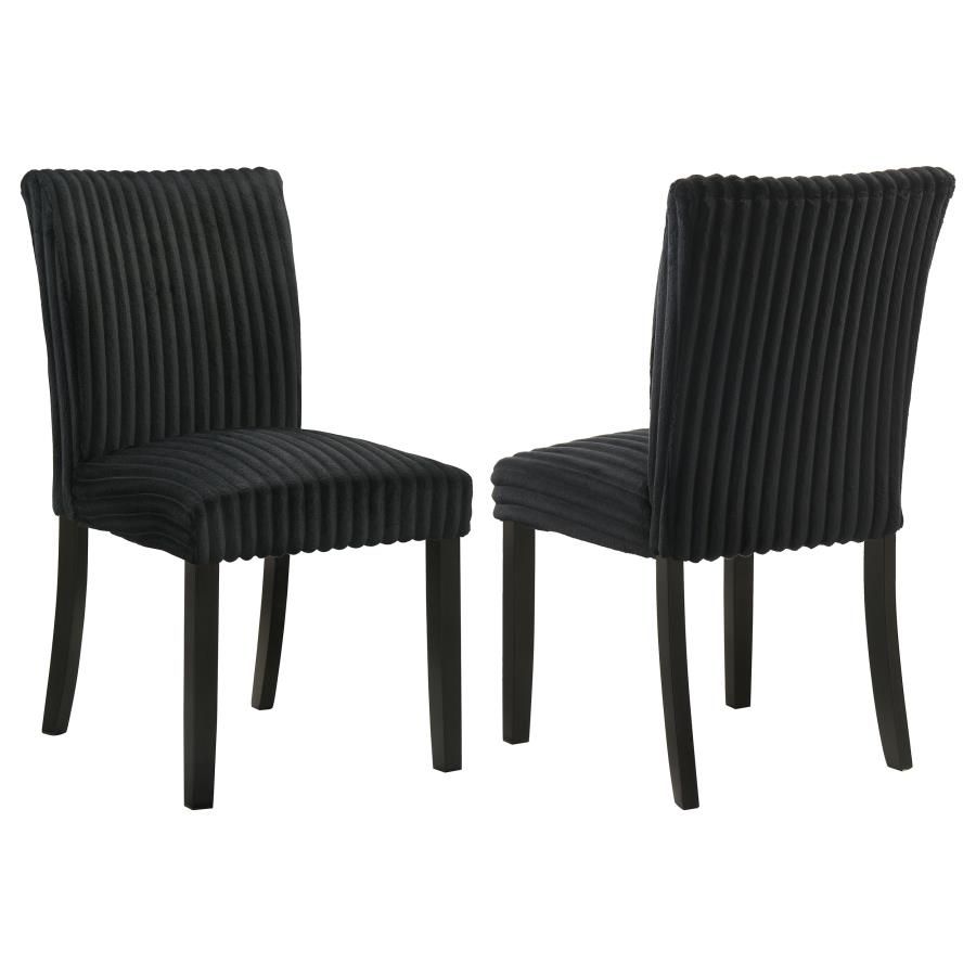 Dermott Upholstered Parson Dining Side Chair (Set of 2), Color: Black
